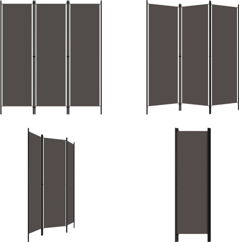 vidaXL 3 ks rozdeľovač izieb antracit 150x180 cm - Obrázok produktu 