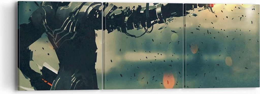 Bild auf Leinwand - Leinwandbild - Zukunft Waffe künstlerisch - 90x30cm - Wand Bild - Wanddeko - Leinwanddruck - Bilder - Kunstdruck - Wanddekorat...