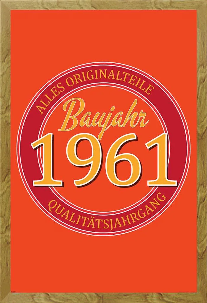 Poster Compleanno 1961 con Cornice Rovere Shinsuke - Regalo 60 Anni