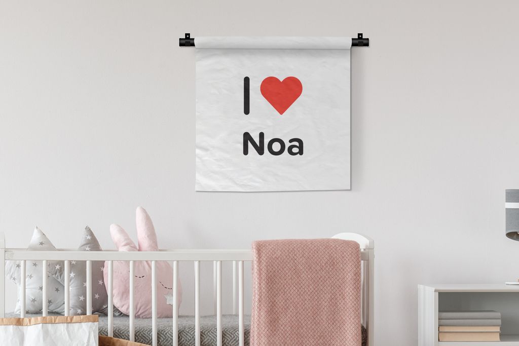 MuchoWow Wandteppich Wandbehang Ich liebe - Noa - Mädchen 60x60 cm Tapisserie Dekoration Wandtuch - Dekorationen - Wand Decke