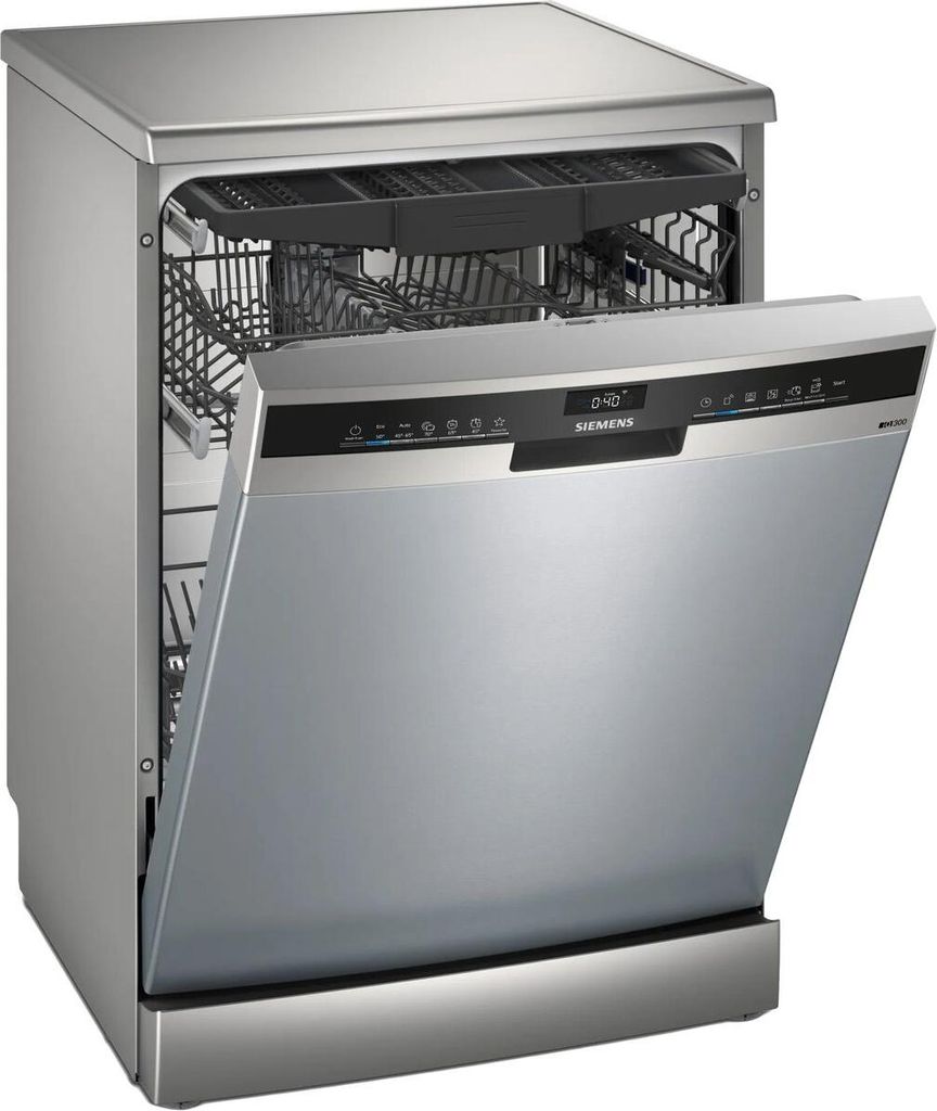 SIEMENS SN23HI02ME iQ300 freistehender Geschirrspüler – 14 Maßgedecke – Induktion – L60 cm – 42 dB – Edelstahlgrau