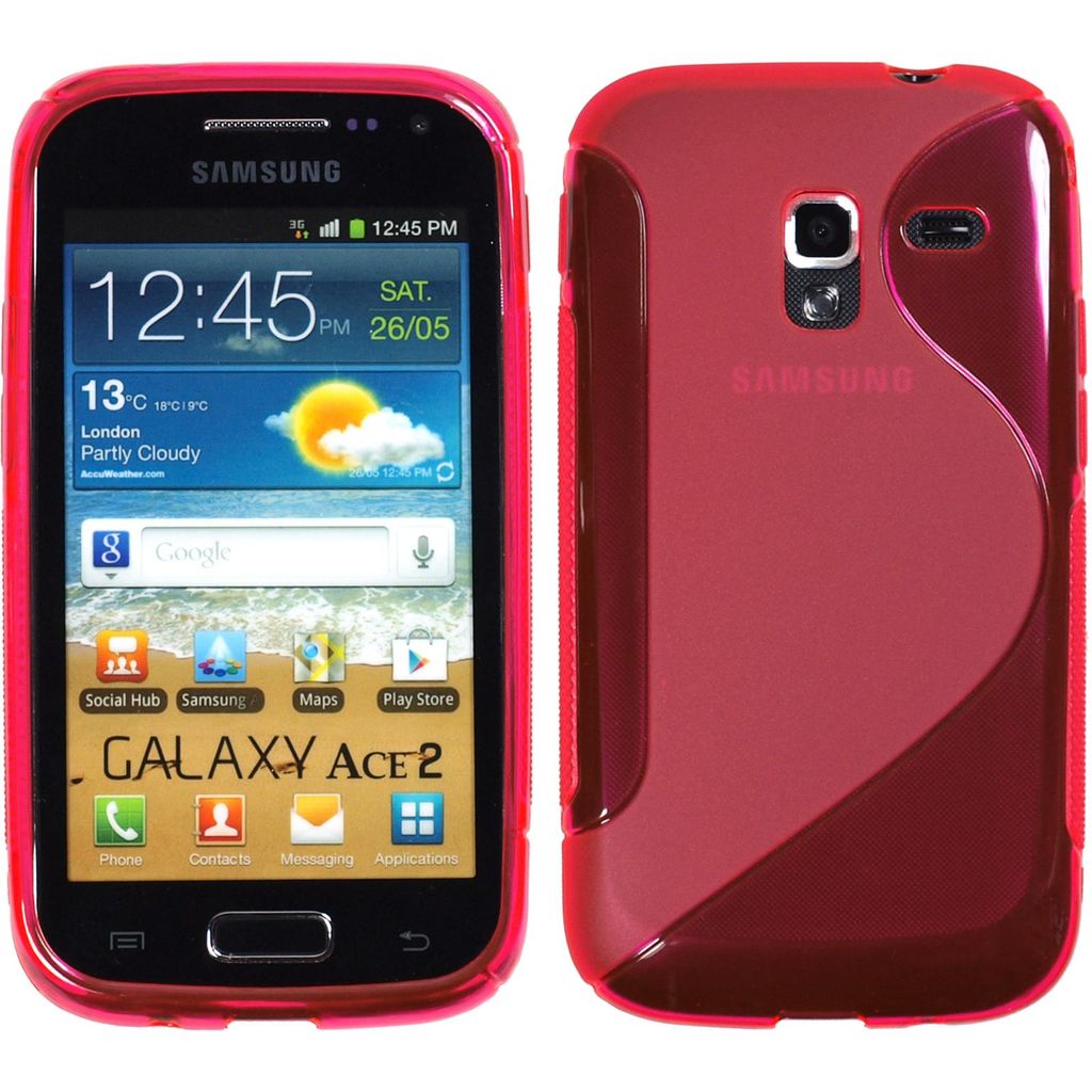 PhoneNatic Case kompatibel mit Samsung Galaxy Ace 2 - pink Silikon Hülle S-Style + 2 Schutzfolien