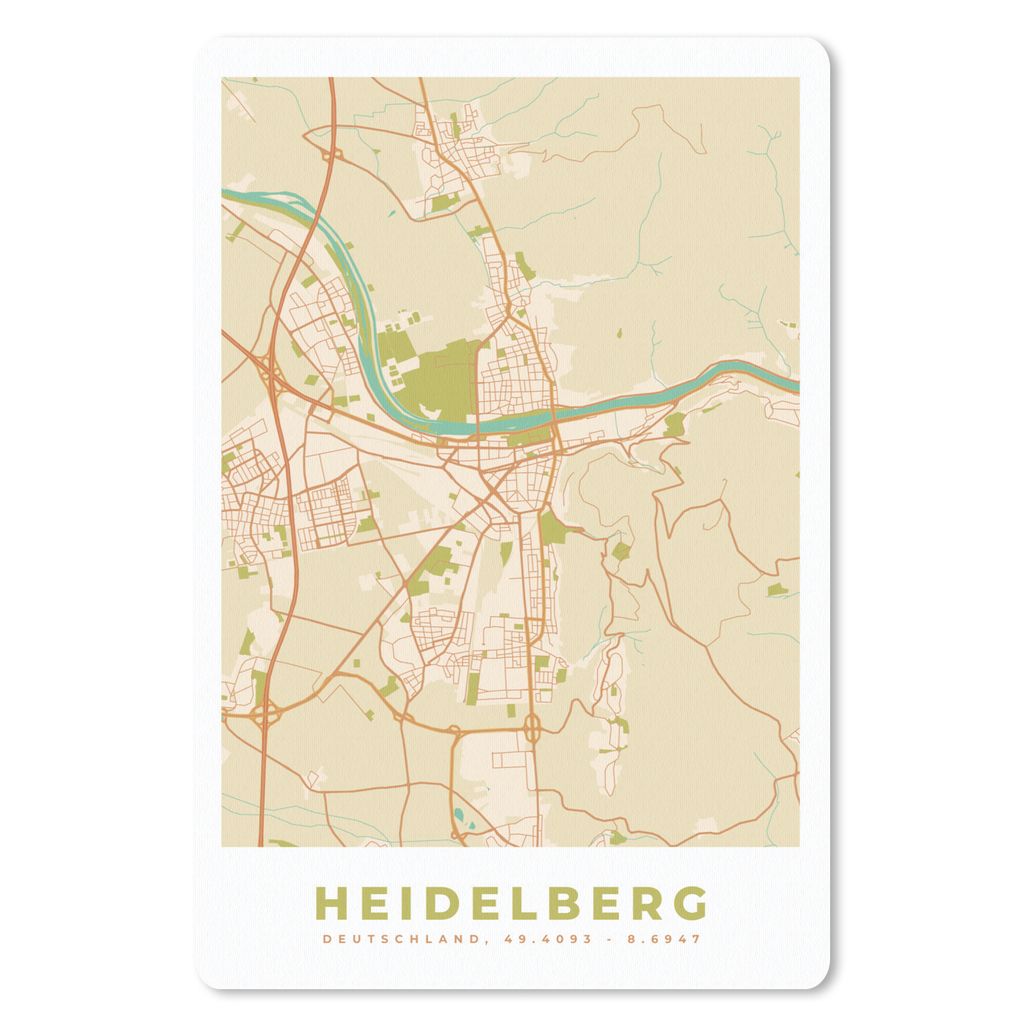 MuchoWow Mauspad Mousepad Heidelberg - Karte - Vintage - Stadtplan 18x27 cm - Mousepads - Maus Mat - Pad - Mausunterlage