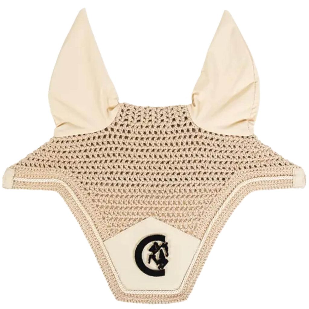 Kentucky Horsewear Fliegenmütze Wellington 3D Logo Fliegenohren Fliegenhaube Beige Full