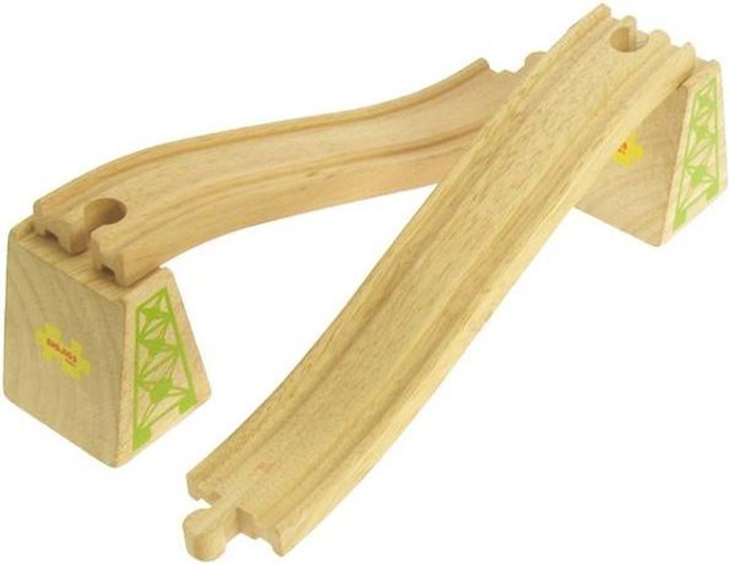 Bigjigs Rail: Overgangsrails met steunpilaren, 2 stuks Productafbeelding 
