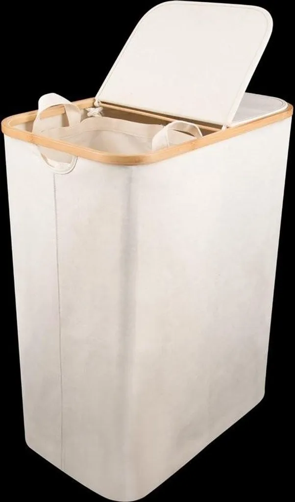 Panier à linge 150L avec couvercle et double trieur de linge en bambou - 2