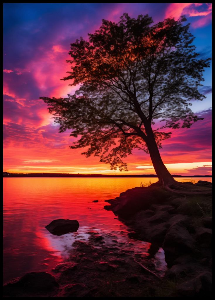 Plakat 67,5x95cm Dämmerung am Wasser