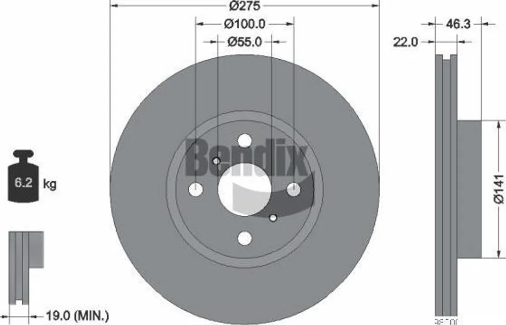 Disque de frein avant pour Toyota Yaris - BENDIX BDS1527 OE 435120D080
