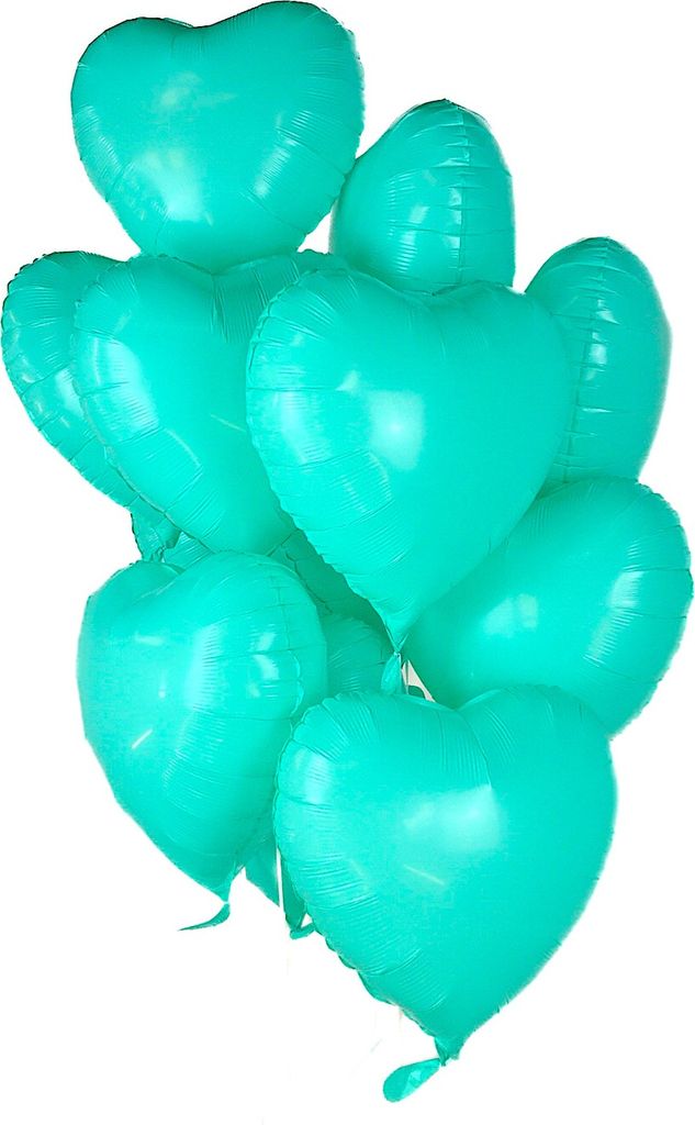 4 Stück Folienballons "TÜRKISES HERZ" im Herz-Design (43cm) Heliumballon Luftballon - Hochzeit Geburtstag Verlobung Party Dekoration Liebe türkis