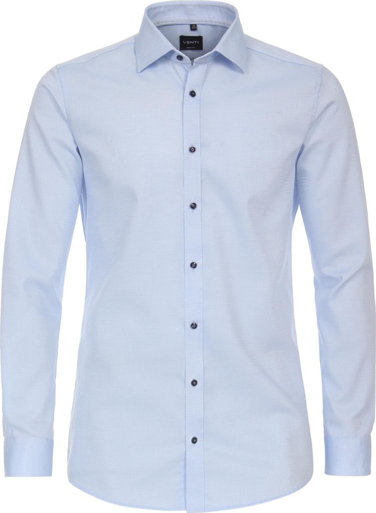 VENTI Herren Businesshemd Langarm Kent Body-Fit Hellblau 39