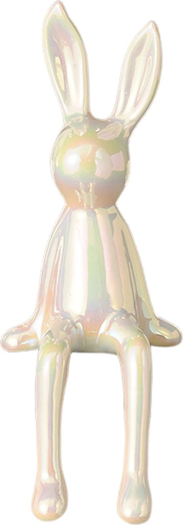Sitzende Kaninchenfigur mit langen Ohren, Hase, Harzstatue, Skulptur, Heimbüro, Bücherregal, Desktop, Tierdekoration, Ornament