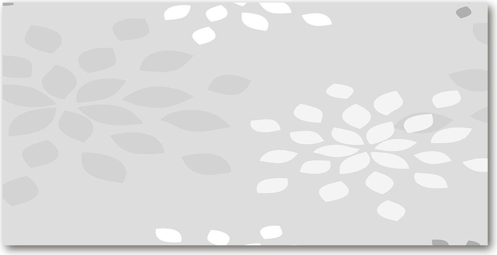 Tulup Glas-Bild -140x70- Wandkunst Dekorative Wand für Küche & Wohnzimmer - Blumen & Pflanzen - Blumenmuster - Grau