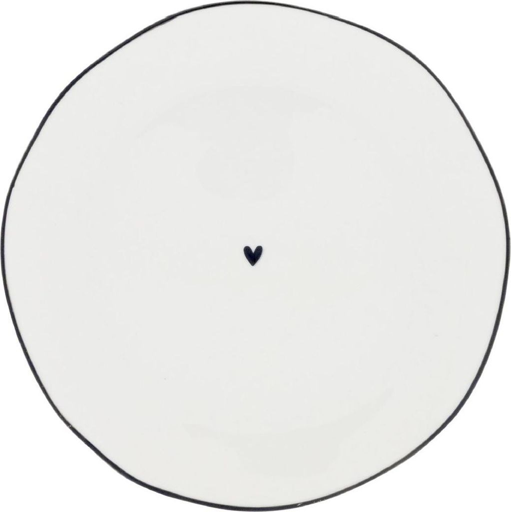 Dessertteller HEART Herz D. 13cm weiß schwarz Keramik Bastion Collections