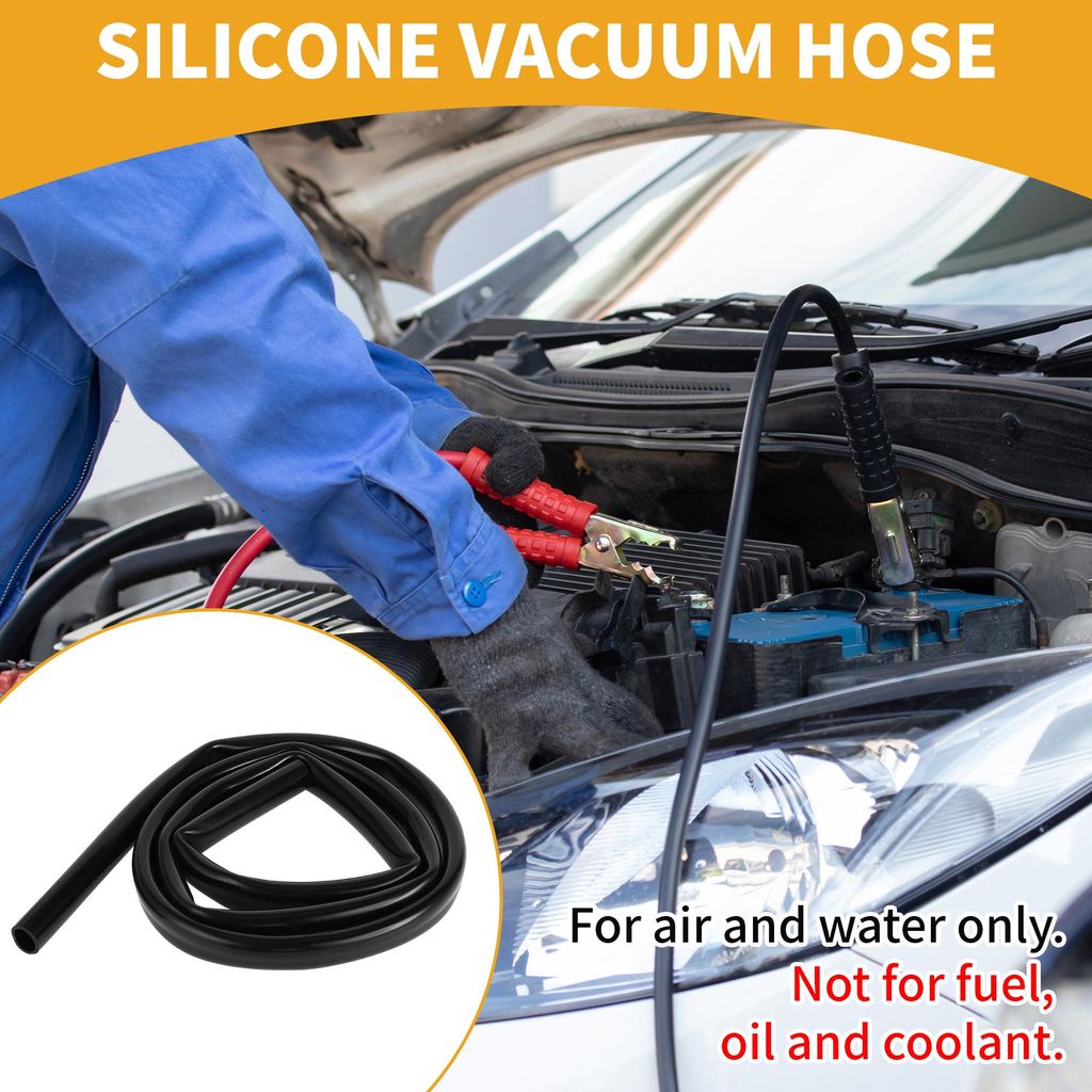 1 Stück 130PSI Maximaldruck Universeller Silikonschlauch für Vakuumschläuche für Autos, Hochtemperatursilikonschlauch Schwarz 6FT 5/8" 16mm ID ...