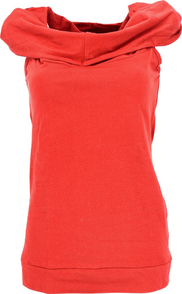 Kapuzen Tank Top, Goa Festivaltop aus Baumwolle - Korallrot, Damen, Baumwolle(Bio), Größe: S/M (34/36)