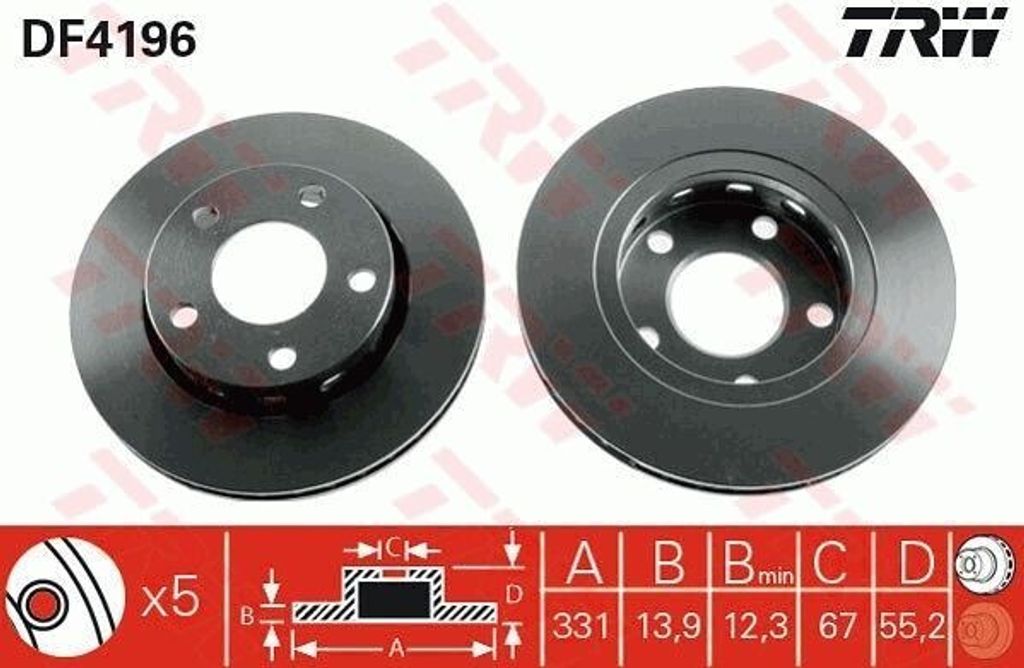 TRW DF4196 Bremsscheibe OE A1634230212 kompatibel mit M-Klasse
