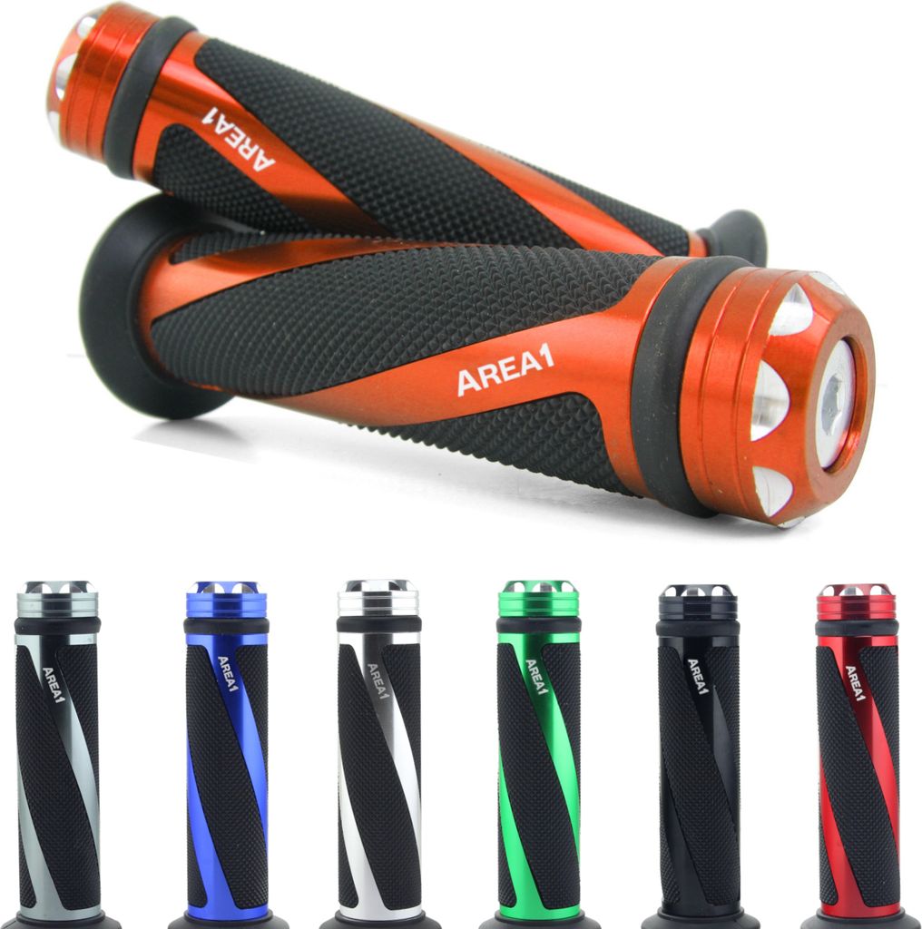 Area1 Motorrad Motorroller Griffe 2 Stück 1x 22mm + 1x 24-25mm (7/8 / 1 Zoll) Lenkergriffe Griffgummis Typ Coil Farbe Orange