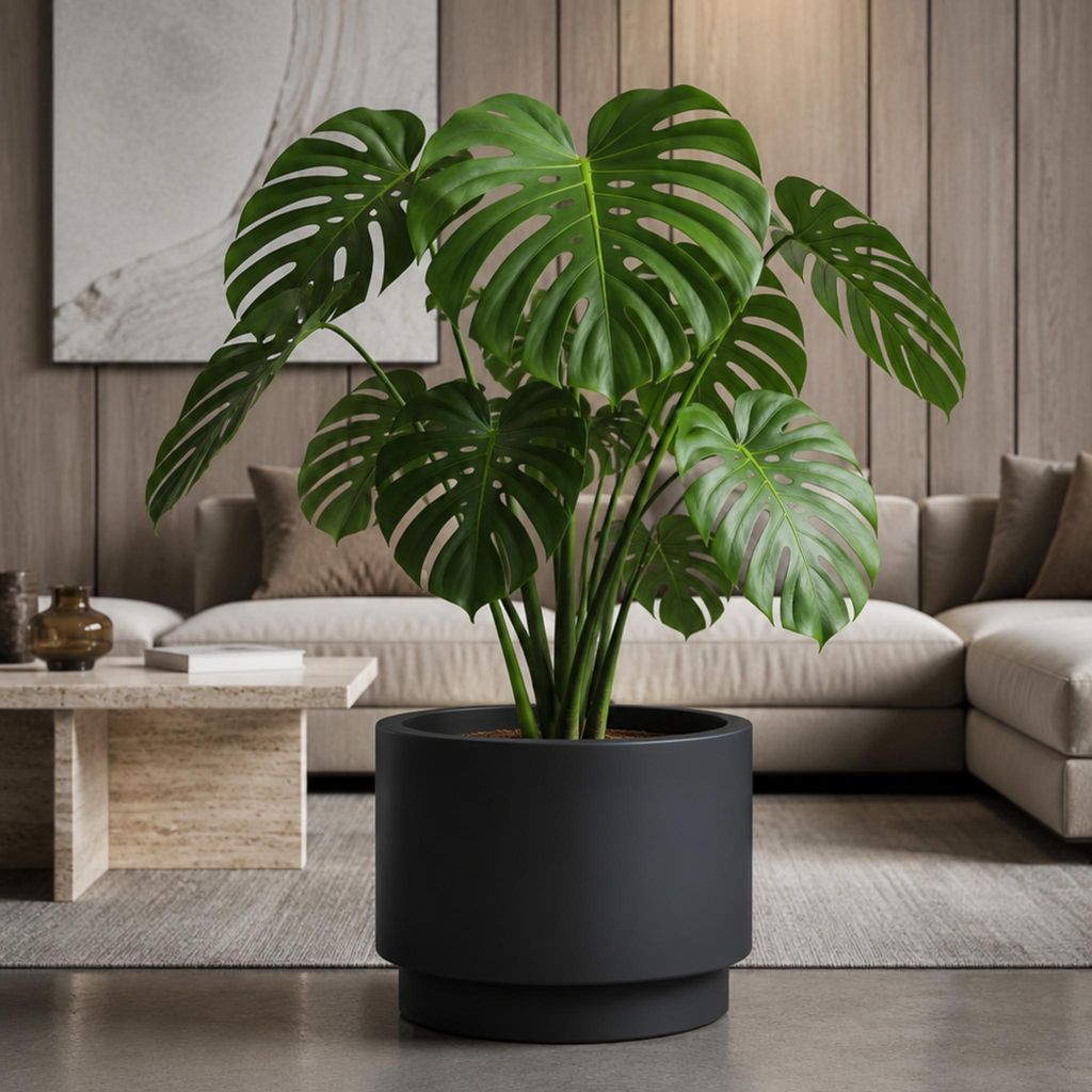 Großer außen Blumentopf NIVO rund 47 x 30 cm anthrazit Produktbild 