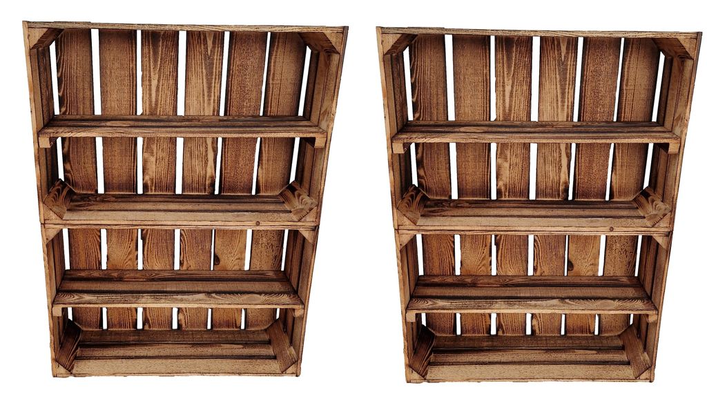 4er Holzkisten mit langem Regal, 60x40x20 cm, Aufbewahrung und Dekoration für Zuhause in Geflammte Farbe