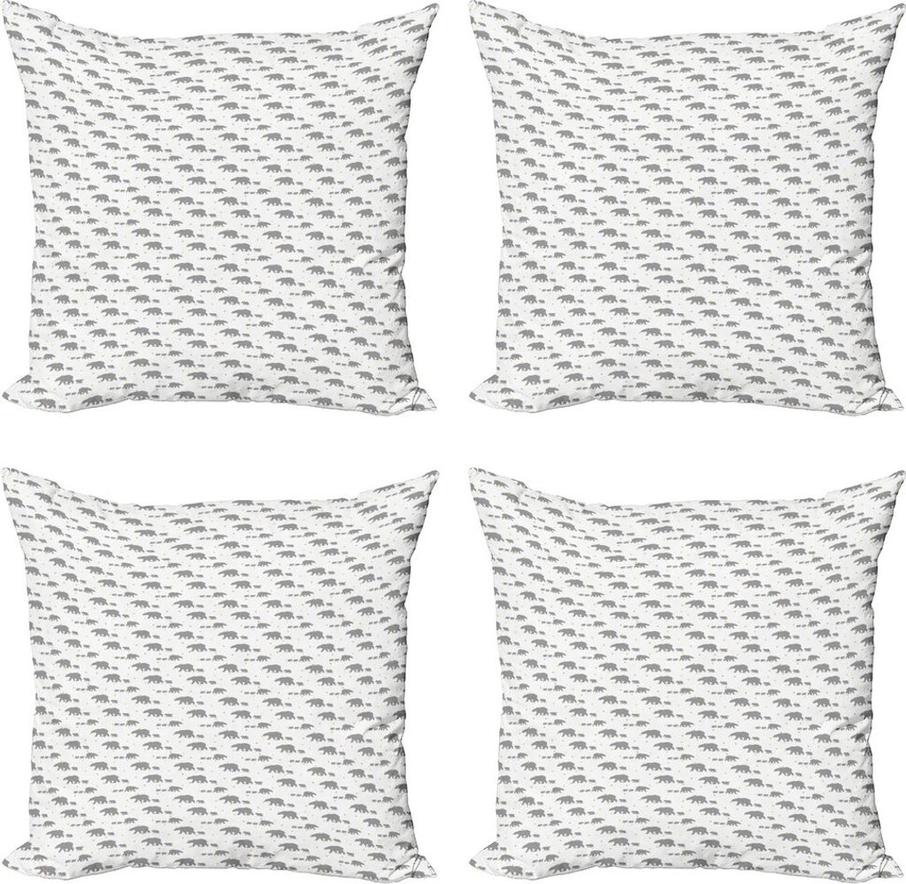 ABAKUHAUS Eisbär Kissenbezug Set (4 Stück), Grau Mutter Kind, Moderner Doppelseitiger Digitaldruck, 45 cm x 45 cm, Grau, Gelb und Weiß