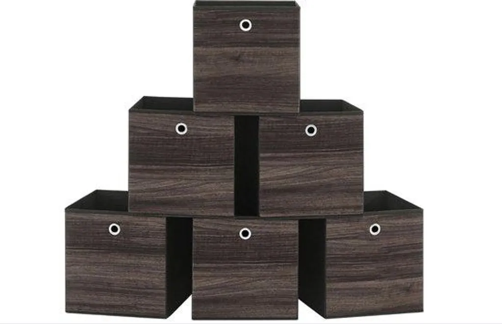 Organisateur de dressing en tissu marron 30x30cm - Lot de 6 boîtes cubes