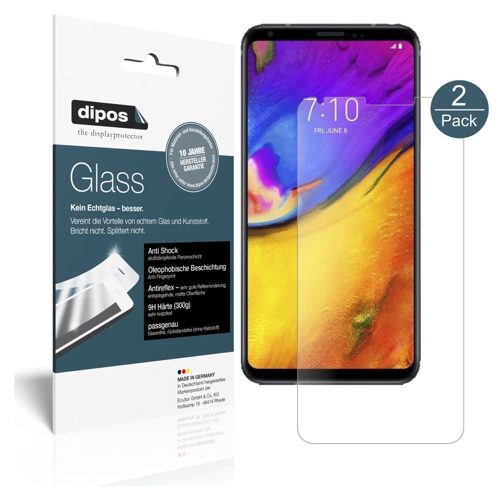 2x Schutzfolie für LG V35 ThinQ matt - Anti-Shock 9H Folie dipos Glass