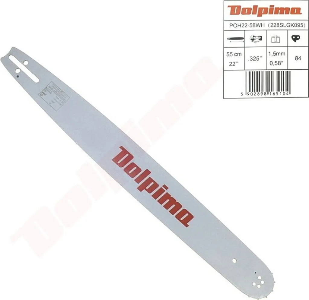 Réduire les vibrations : Guide Dolpima 55cm .325'' 1.5mm pour coupe nette