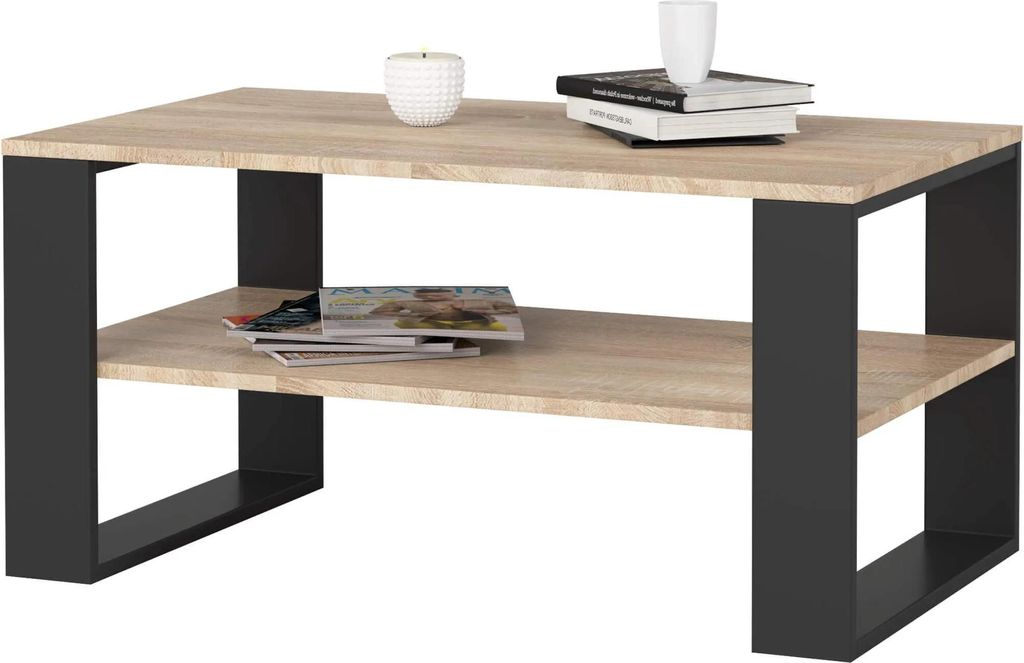 Akord Table Basse Alex Chêne Sonoma/Noir 92X53X45 Image du produit 