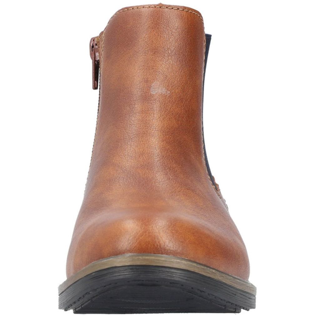 Rieker Damen Chelsea Boot elegante Stiefelette Stretch Blockabsatz 72254, Größe:39 EU, Farbe:Braun