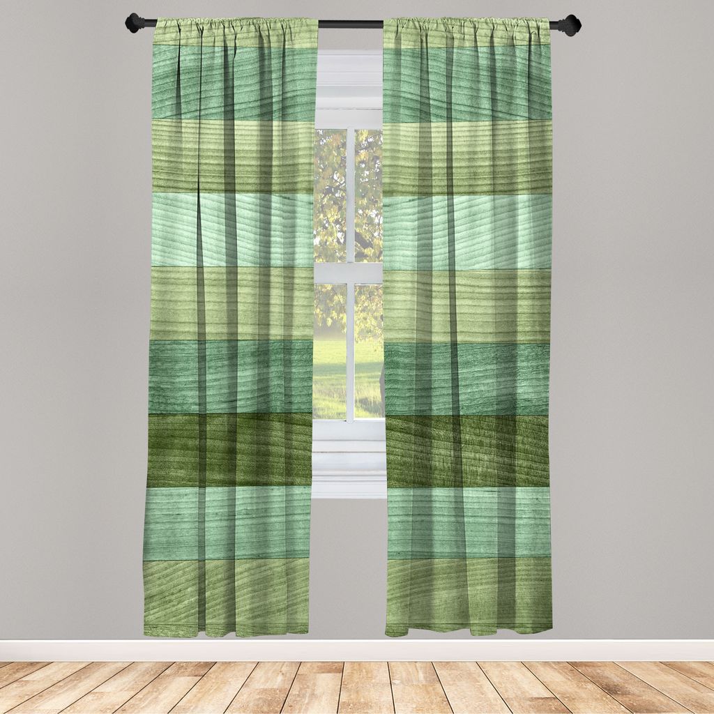 ABAKUHAUS Rustikal Vorhänge 2 Panel Set für Wohnzimmer Schlafzimmer Nachbildung, Bemalte Holzplatte Horizontale Linien Geburtstag Osterferien Hin...