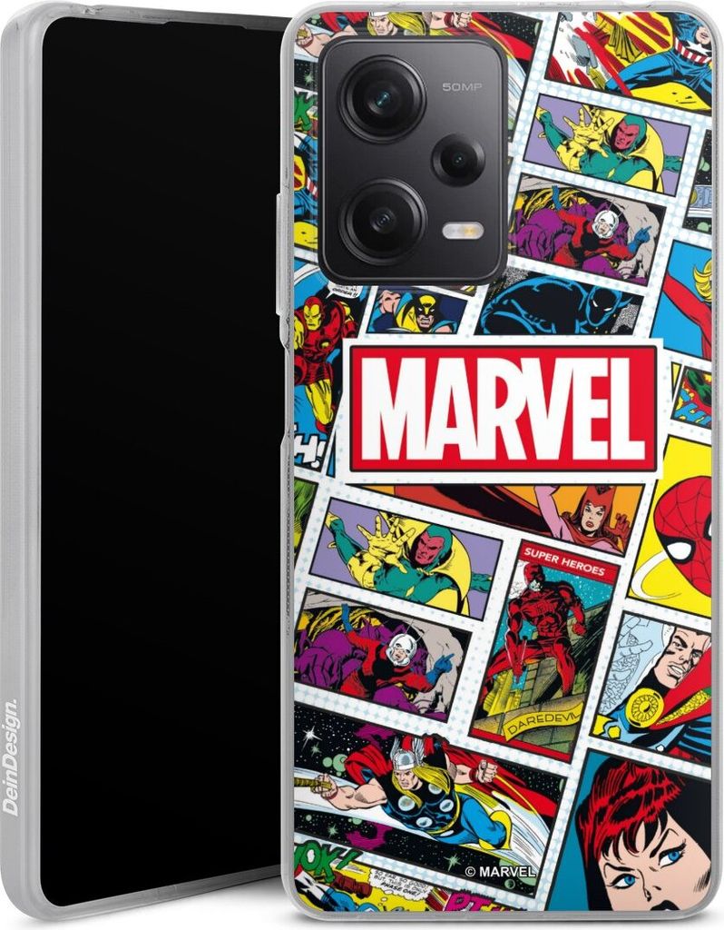 DeinDesign Handyhülle für Xiaomi Redmi Note 12 Pro 5G Silikon Hülle Case Smartphone Schutzhülle Comic Muster Marvel