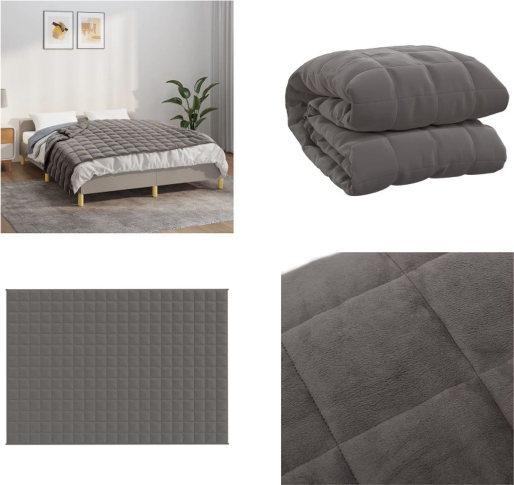 vidaXL Gewichtsdecke Grau 138x200 cm 10 kg Stoff - Gewichtsdecke - Gewichtsdecken - Beschwerte Decke - Decke