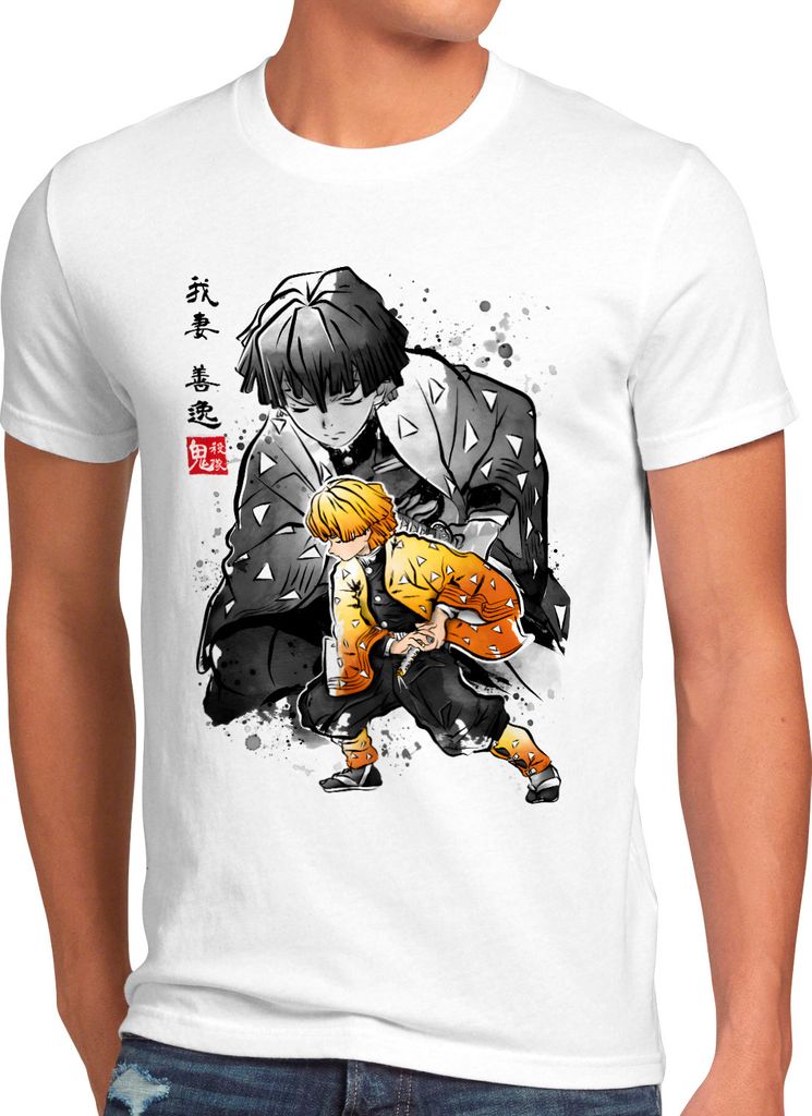 style3 Zenitsu Sumi-E Herren T-Shirt anime japan manga