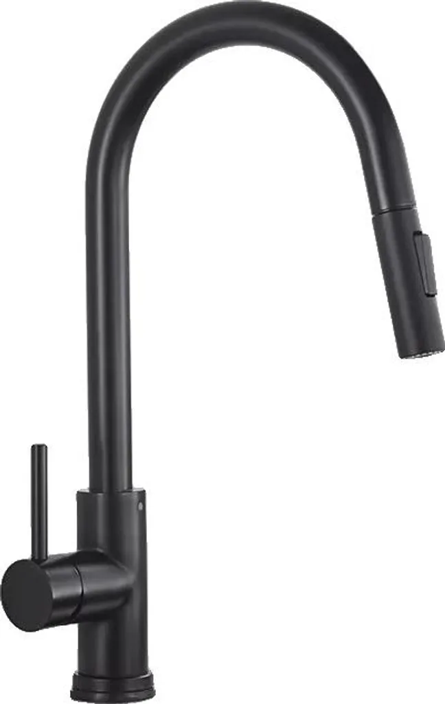 Rubinetto per lavello da cucina, con doccetta estraibile, montaggio a soffitto, nero opaco
