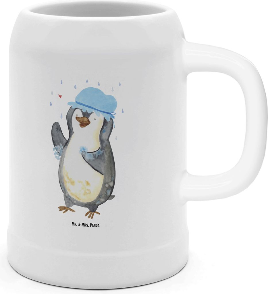 Mr. & Mrs. Panda Krug Pinguin Duschen - Weiß - Geschenk, Bier Humpen, Bierbecher, Steinkrug, Dusche, Seidel, Duschkonzert, Pinguine, Singen