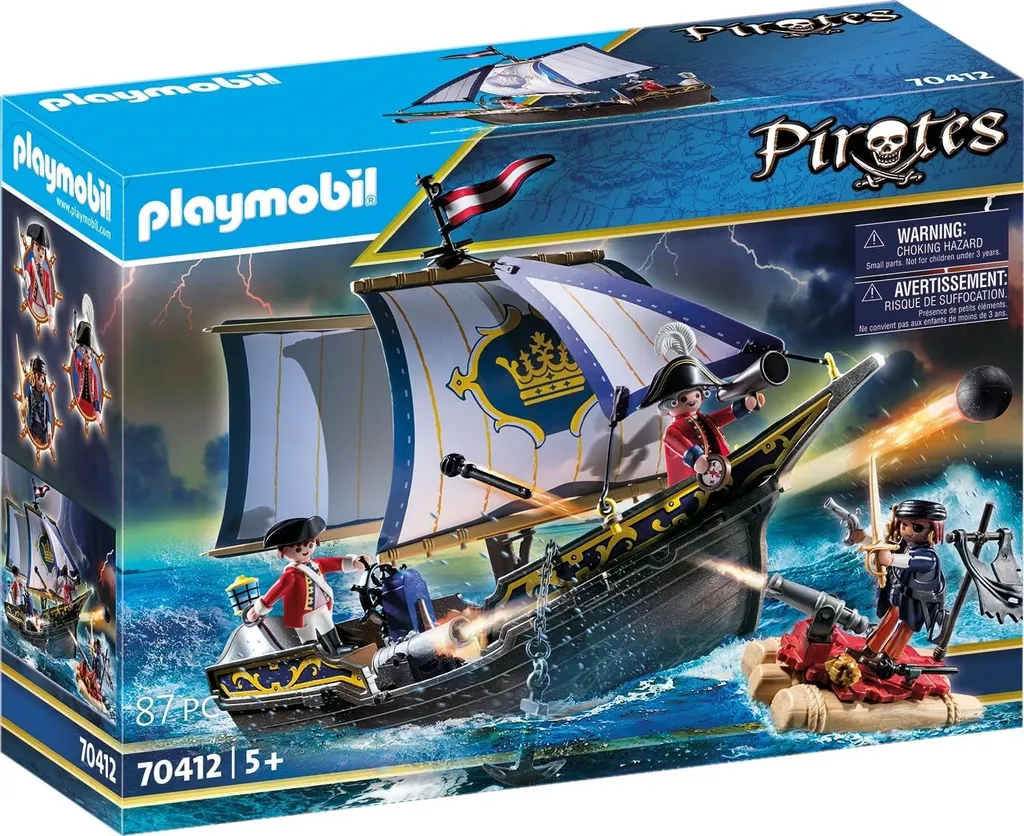 PLAYMOBIL 70412 Pirates Voilier à jupe rouge avec deux figurines de pirates