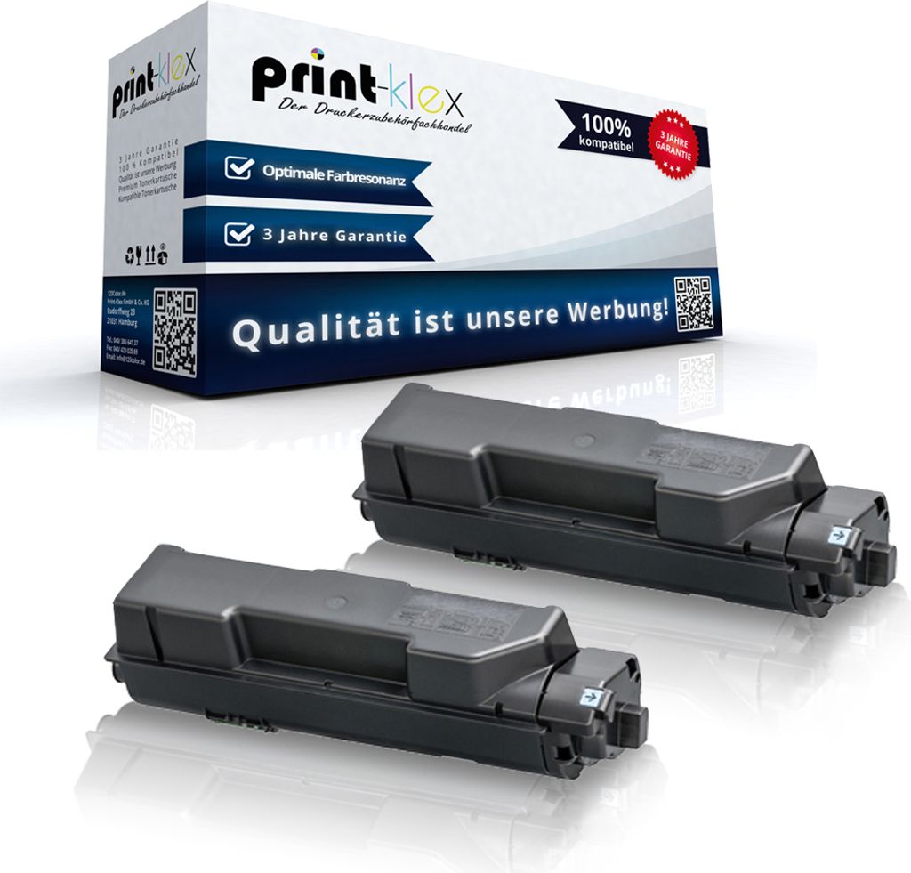 2x Kompatible Tonerkartuschen für Kyocera ECOSYS P2040DN P2040DW 1T02RY0NL0 TK1160K TK-1160 K TK 1160 K Schwarz Black - Office Pro Serie