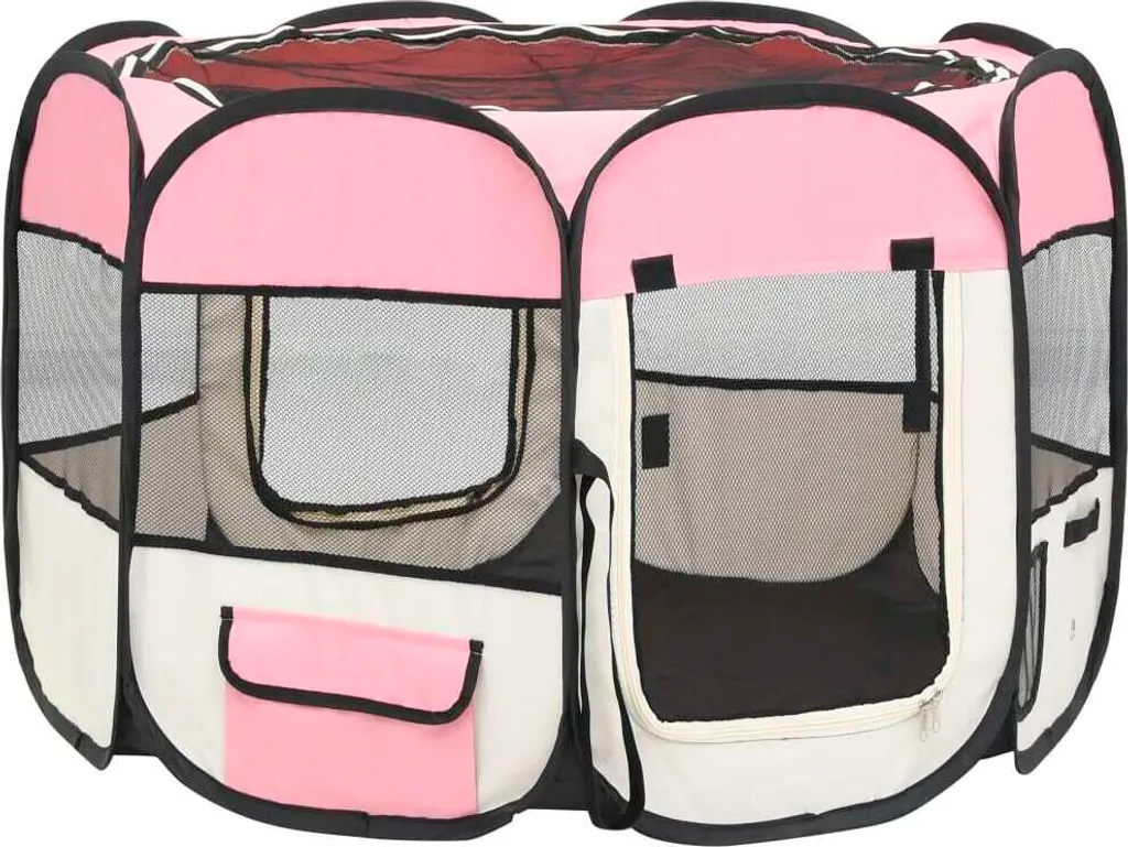 Box Viaggio vidaXL Rosa 90x90: Recinto Pieghevole Portatile per Pet - 3