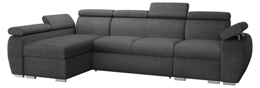 MIRJAN24 Ecksofa Boston LCP, Stilvoll Eckcouch mit zwei Bettkästen und Schlaffunktion, Verchromte Metallfüße, Holzkonstruktion (Farbe: Flow 21, ...