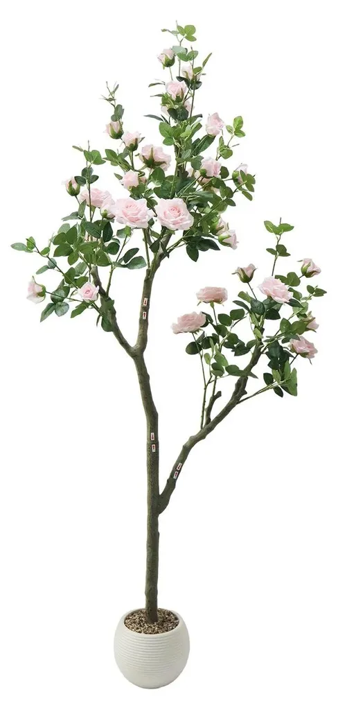Rosier artificiel 180 cm PVC résistant rose clair - Hauteur majestueuse