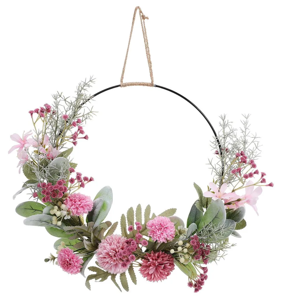 Couronne de porte mariage et jardin - Fleurs artificielles de qualité