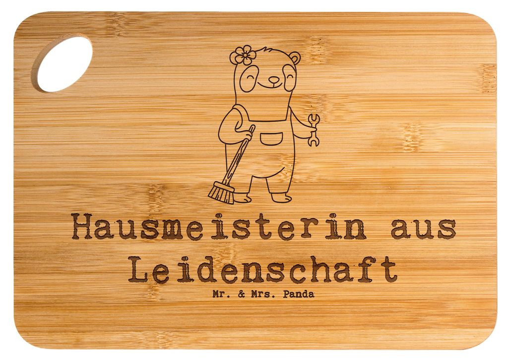 Mr. & Mrs. Panda Holzbrett Hausmeisterin Leidenschaft - Transparent - Geschenk, Concierge, Schneidebrett, Spruch, Frühstücksbrettchen, Frühstüc...