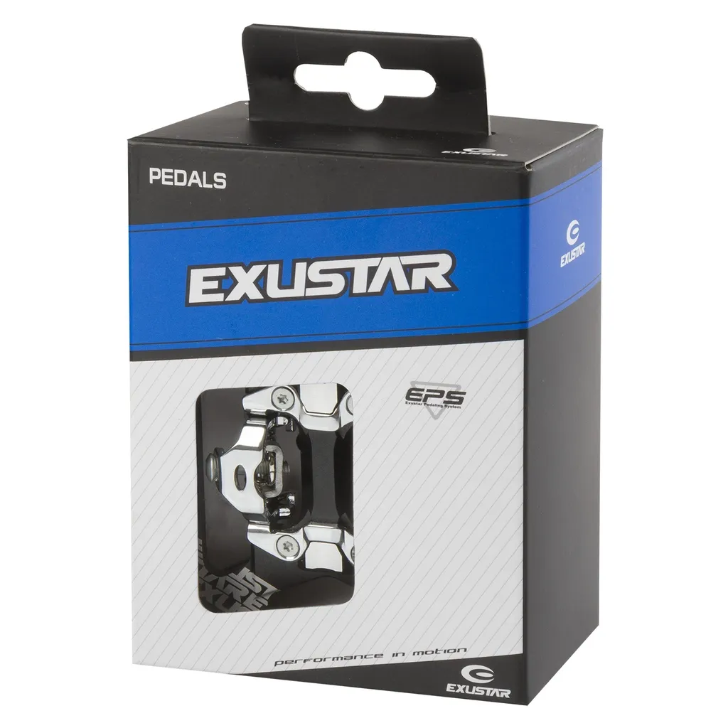 Pédale click Exustar MTB noir avec axe robuste 9/16 pouces