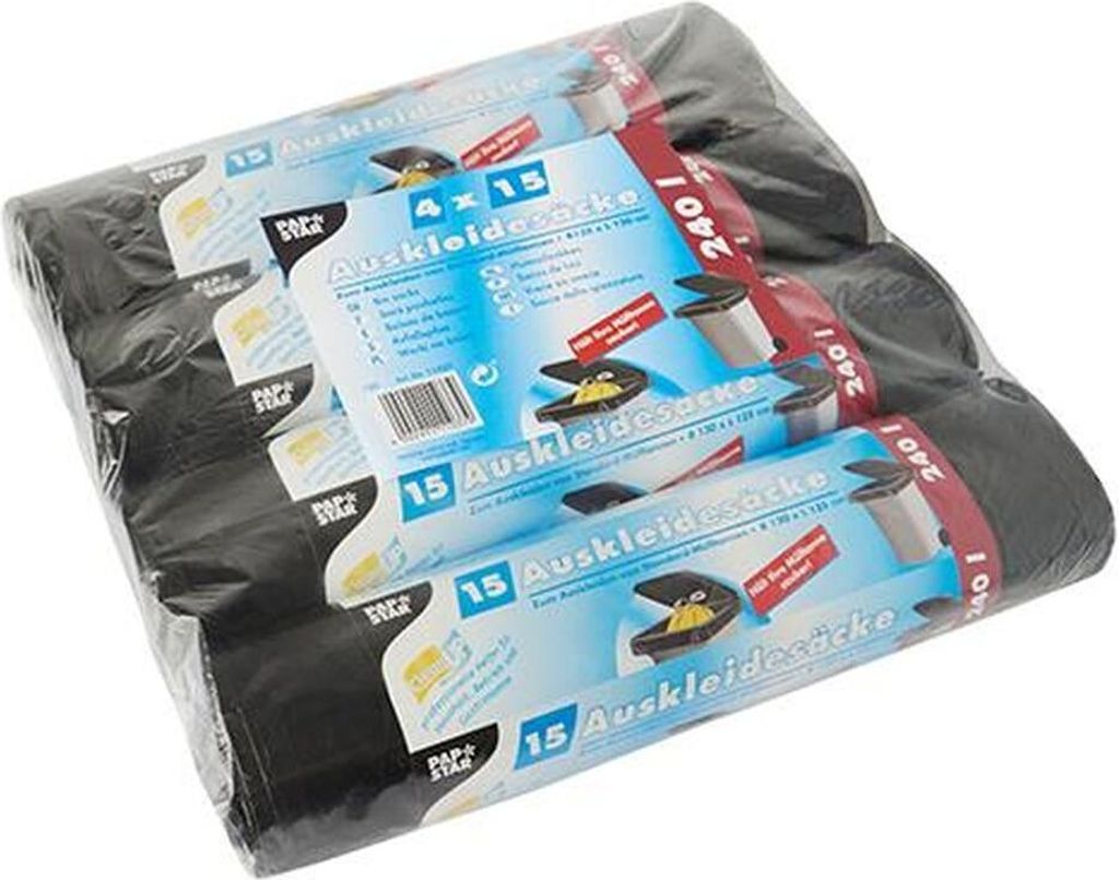 Auskleidesäcke für Mülltonnen 240 l 135 cm x 120 cm schwarz Produktbild 