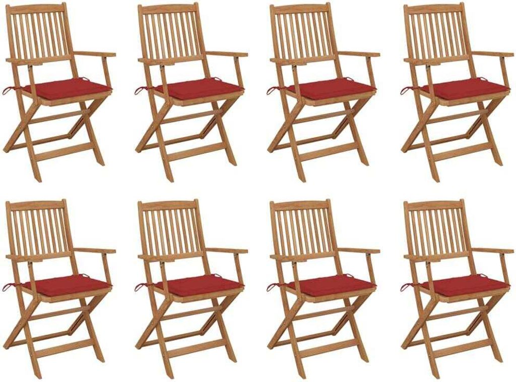 Klappbare Gartenstühle mit Kissen 8 Stk. Massivholz Akazie