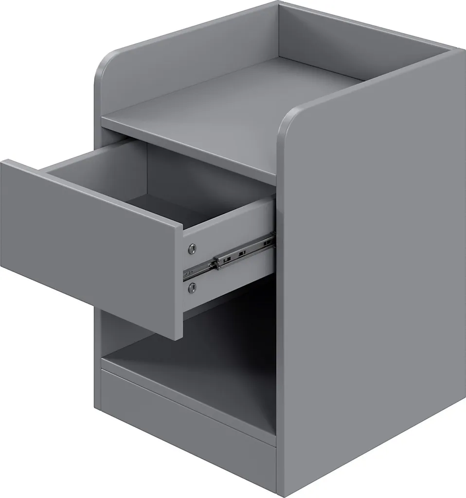Lit double combiné gain de place 140x200, bois gris avec rangements - 16
