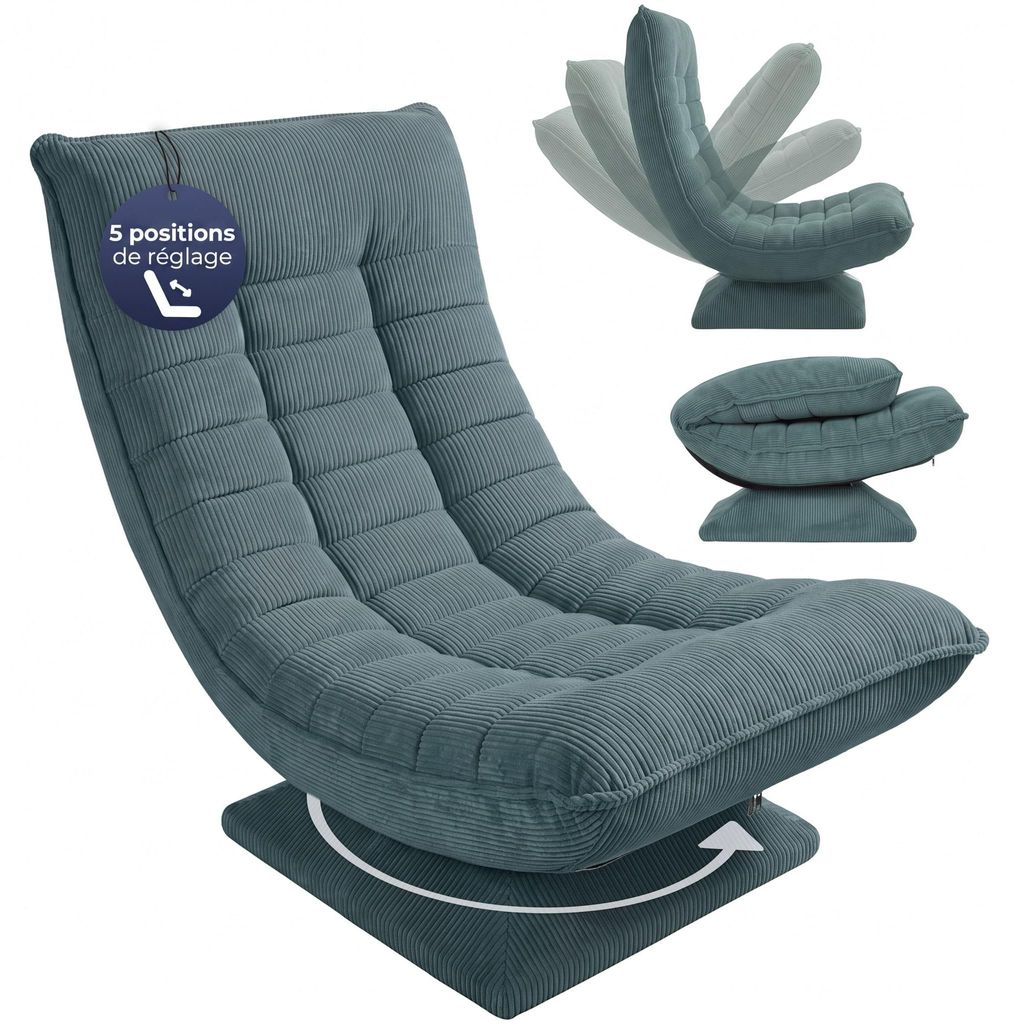CASARIA Fauteuil tout confort pivotant 360 degrés velours Image du produit 