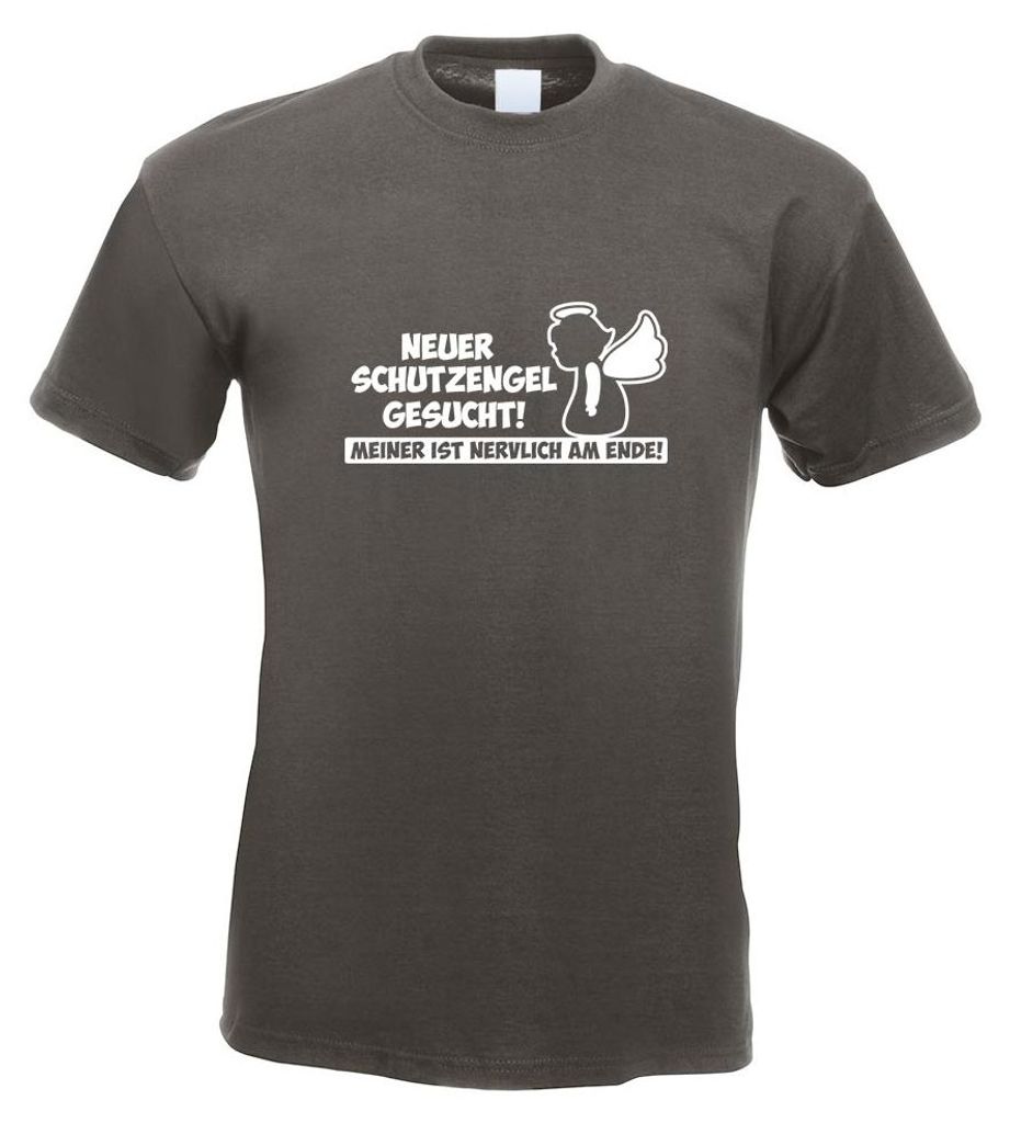 Kiwistar - T-Shirt - Graphit - Neuer Schutzengel gesucht! Angel Motiv Bedruckt Funshirt Design Print - mit Motiv Bedruckt - Funshirt Design - Sport...