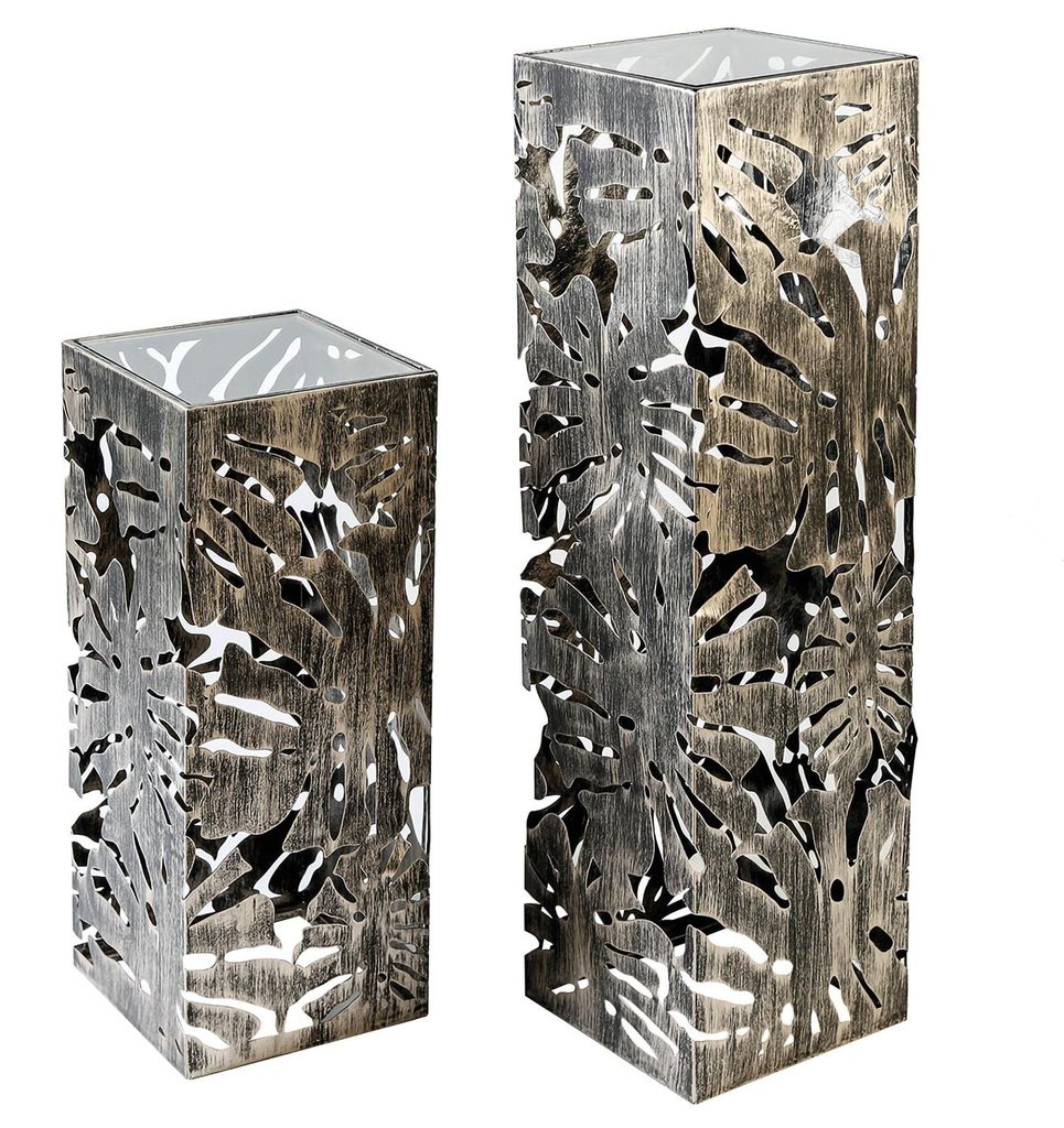 Gilde Säule, "Flora", Blattmotiv, Glas, Metall, Produktbild 