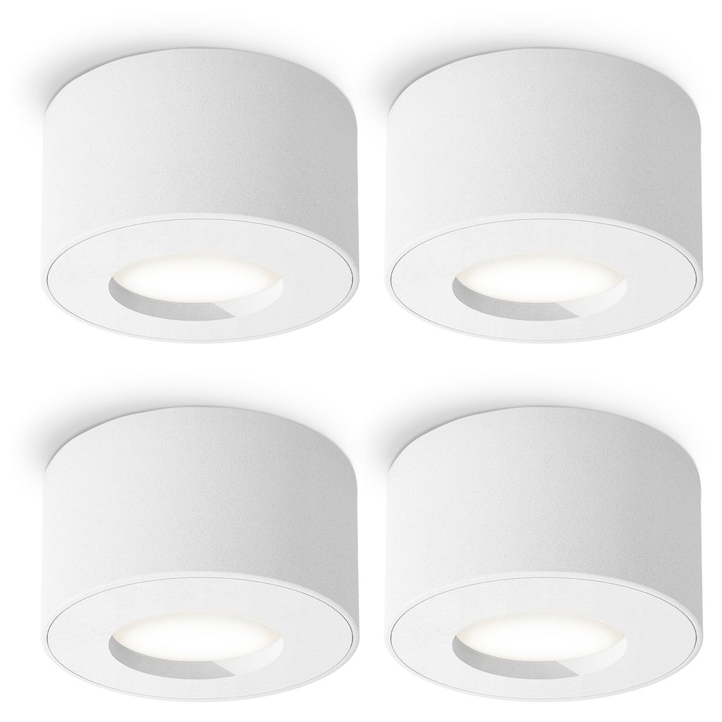 SSC-LUXon 4 Stück CELI-1 Aufbaustrahler für Bad Außen IP44 Schutz mit LED Lampe Modul 230V - Bad Spot weiß Decke 4W neutralweiß